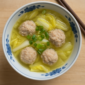 Čínska Cabbage with Meatballs and Zázvorom