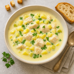 Creamy Potato Soup with Treskou and Pórom