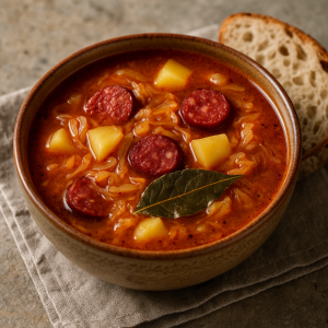Quick Traditional Zelňačka with Sausage and Potatoes