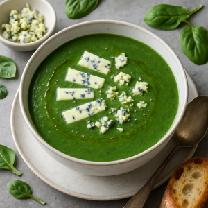 Špenátová Soup with Cheese with Modrou Plesňou