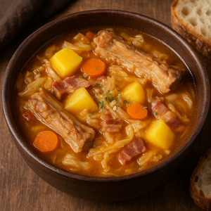 Cabbage Soup with Rebierkami and Bacon