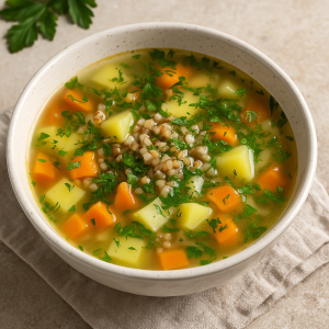 Vegetable Soup with Pohánkou and Herbs