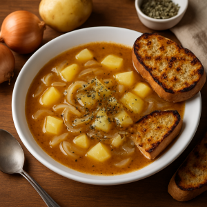 Simple Cibuľová Soup with Potatoes