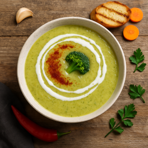 Brokolicová Creamy Soup with Mrkvou and Chili