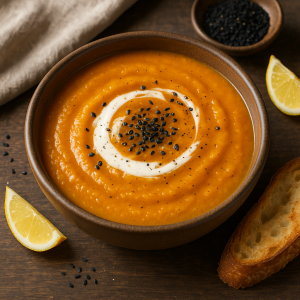 Sladko-Sour Tekvicová Soup with Rascou and Lemon