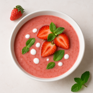 Osviežujúca Studená Jahodová Soup with Jogurtom and Citrusmi