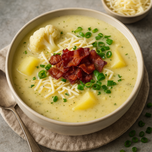 Cauliflower-Potato with Bacon and Cheese