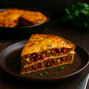 Tortilla koláč s pikantným čili a syrom čedar