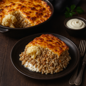 Karfiolový Kastról with Minced Meat, Rice and Cheese