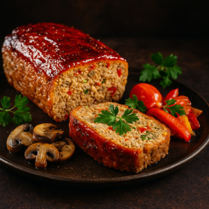 Sekaná with Mushrooms, Vegetables and Glazúrou from Kečupu and Medu
