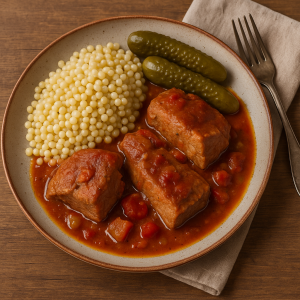 Stewed Karé with Tarhoňou and Pepper