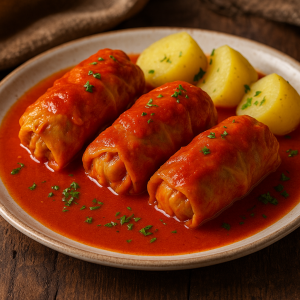 Holubky – Plnená Cabbage with Paradajkovou Omáčkou