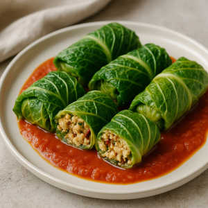 Vegetariánske kapustové rolky plnené tofu a bylinkami