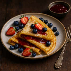 Francúzske hrnčekové palacinky s ovocím