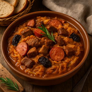 Bigos – poľský poľovnícky guláš s kapustou a mäsom